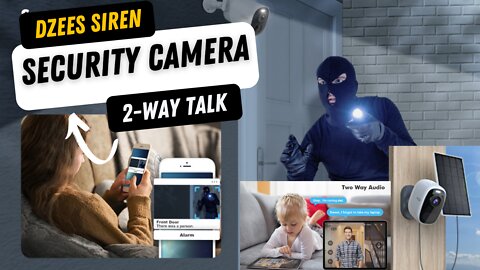 Dzees Siren Alarm Outdoor Camera Wireless with Spotlight, Rechargeable Battery Security Camera
