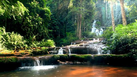 Thailand Mountain Waterfall & Crystal Singing Bowls 528Hz Sound Bath - Meditate, Relax, Sleep, Focus & Rejuvenate