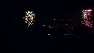 4th of July fireworks seen from the sky