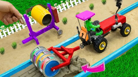 Diy tractor making asphalt road new technology | diy mini construction machine |