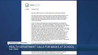 Health department urges Oak Creek-Franklin School District to require masks indoors