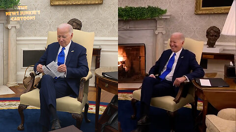 Biden's handlers fill his note cards and make sure he doesn't answer any questions.