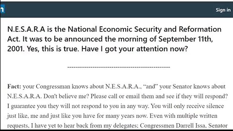 What is N.E.S.A.R.A. (National Economic Security and Recovery Act) ? Introduction with Parts 1 & 2 to follow