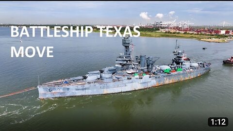 Battleship Texas USS Texas Move Being Towed to Drydock in Galveston Texas Drone Video