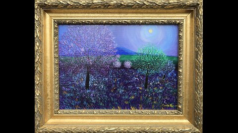 MOONLIT MEADOW ~ Framed Acrylic Painting by Curtis Roy