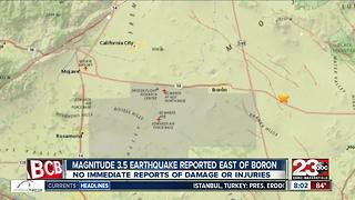 3.5 magnitude earthquake hits east of Boron