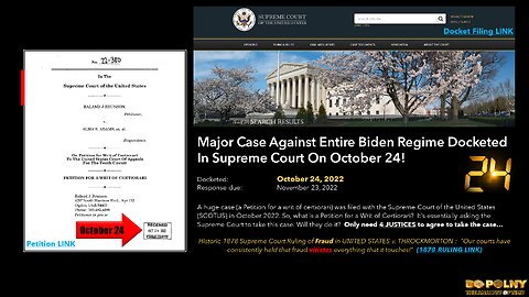 SCOTUS Case Against Biden Regime Docketed October 24, 2022, The Day America's DEATH BEGAN! Bo Polny