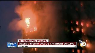 Massive fire engulfs London apartment building