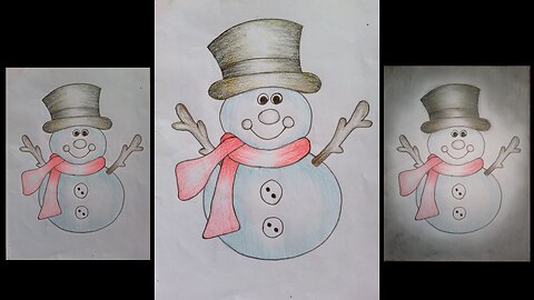 how to draw snowman | snowman pencil shading drawing | pencil color drawing