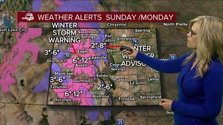 Mountain snow with a Freeze Warning for Denver