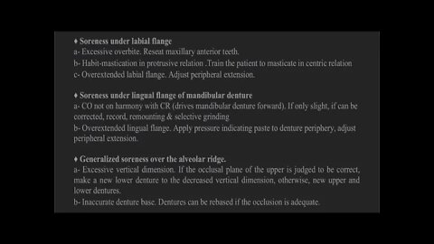 Prosthodontics L9 Part1 (Post Insertion Denture Problems)