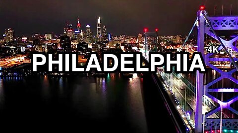 Philadelphia Skyline at Night 4K Drone Video | Philly City Tour HD Screensaver￼