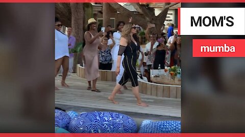 Beyonce's mother strutted her stuff at Magic Johnson's star-studded 60th birthday bash in St Tropez.