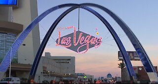 City Of Las Vegas’ new gateway arches illuminated for first time