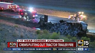 Egg truck catches fire along I-17