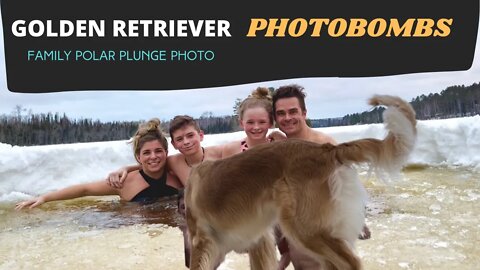Polar Plunge Family Photo...Bombed by Adorable Golden Retriever