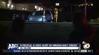 9 people, 6 kids injured in wrong-way crash