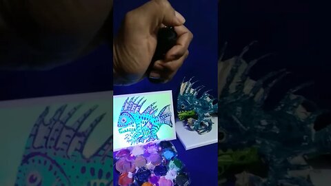 Black Light Painting of Jahro Chuppah Cabra Fish Monster