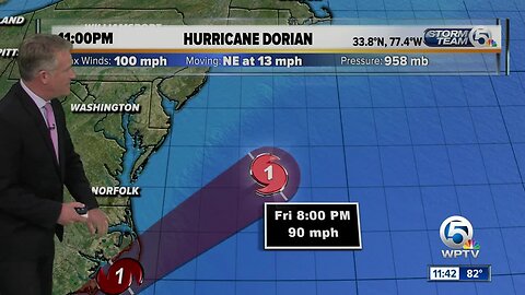 Hurricane Dorian, downgraded a Category 2 hurricane, creeps up U.S. coast