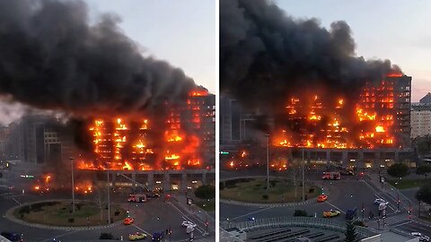 Enormous fire engulfs entire apartment building in Valencia, Spain