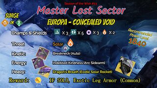 Destiny 2 Master Lost Sector: Europa - Concealed Void on my Arc Warlock 4-24-24