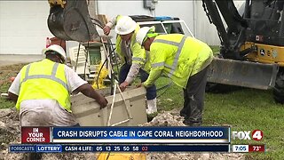 Cleaning up after car slams into Cape Coral home