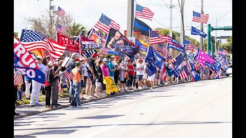 Thousands & Thousands Line Streets In Florida Celebrate Donald Trump On Presidents' Day