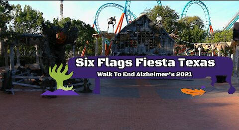 Drone View From Inside Six Flags Fiesta Texas Before the 2021 Walk To End Alzheimer's Began