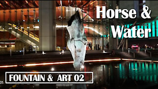 Water fountain Art Installation with a horse in Hong Kong Island
