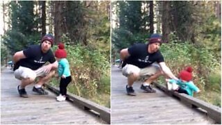Dad's lightning-fast reflexes save baby from falling