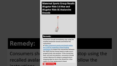 Mammut Sports Group Recalls Alugator Ride 3 0 Hoe and Alugator Ride SE Avalanche Shovels