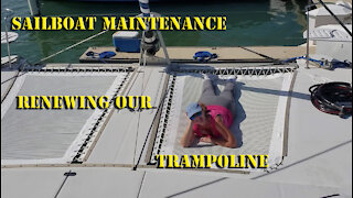Replacing a Catamaran Trampoline Sailboat Maintenance