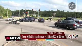 Teen killed in crash near I-435 and 23rd Street