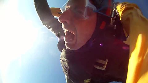 Man Screams While Tandem Skydiving