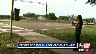 Drivers caught on video not stopping for Florida crossing guard in school crosswalk