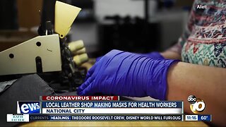 Local leather shop making masks for health workers