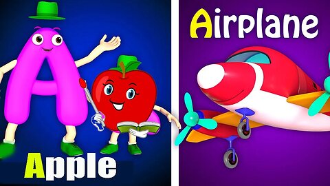 Phonics Song with THREE Words - A For Apple - ABC Alphabet Songs with Sounds for Children