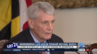Maryland House Speaker Michael Busch will lie in the state house