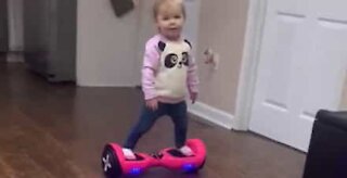 Baby is pro on hoverboard!