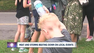 Heat and storms beating down on local events