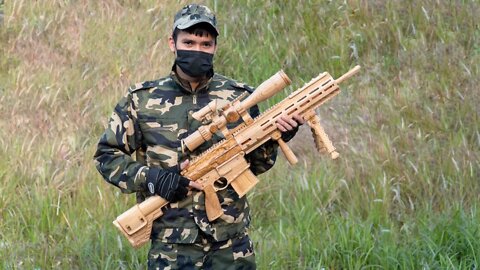 Homemade sniper gun HK G28 Wooden - Wood Carving Gun