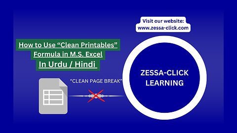 How to Use Clean Printable Formula in M.S. Excel in Urdu / Hindi
