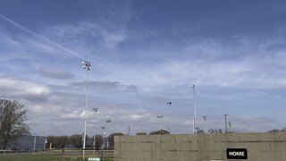 Eagles Flying over Baseball Field.