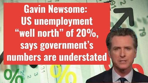 Gavin Newsom: US unemployment “well north” of 20%, says government’s numbers are understated
