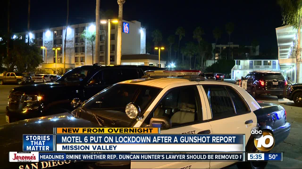 Mission Valley motel locked down after report of gunshot
