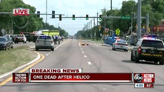 Helicopter crashes onto busy Tampa highway, rotor blade hits truck, killing passenger