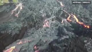 Drone mostra imagens fantásticas da lava do vulcão Kilauea, no Havaí