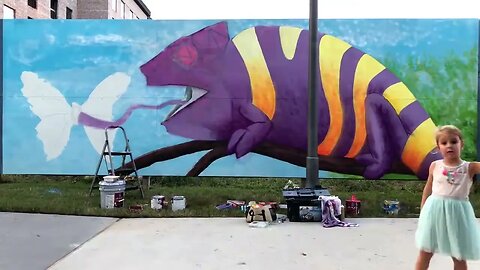 lizard mural Timelapse at Redemption Square, Generation Park, Houston, TX