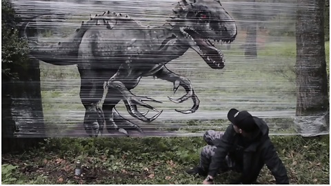 Graffiti Artist Pulls Off Epic Dinosaur Forest Art