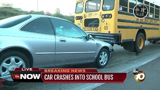 Car crashes into school bus